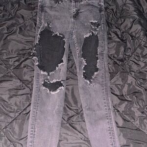 American Eagle Outfitters Black Distressed Skinny Jeans
